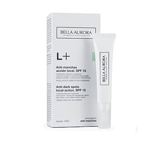 Bella Aurora L+ Crema Facial Mujer Anti-Manchas para Manchas Localizadas en la Cara con Ácido Salicílico Día y Noche SPF 15, 10 ml