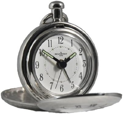 Bouverat BV83202 Quartz Demi Half Hunter Arabic Dial Pocket Watch in Polished Chrome including Alarm Function