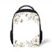Produktbild Kids School Backpack Floral,Flowers Leaves Branches Buds Butterflies Frame Like Image Print,Light Brown Pale Green White Plain Bookbag Travel Daypack