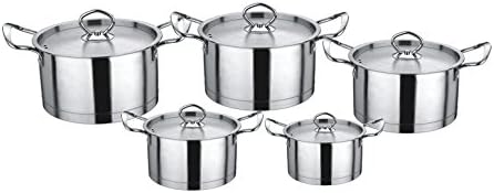 Jarhill 10 PC 5 sets 4ply Encapsulated Base 2,2.7,3.7,4.4,6.6 QT Stainless Steel Saucepot