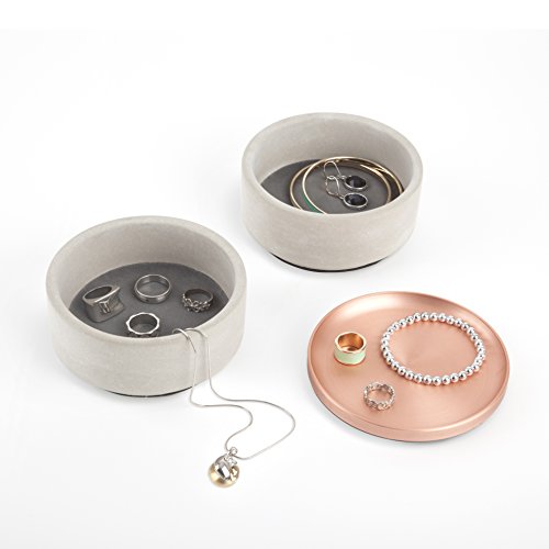 Umbra 299470-633 Jewelry Display Tesora Schmuckkästchen, Schmuckschatulle, Schmuckbox, Schmuckdose, Ringdose, Staukasten stapelbar, verzinkter Deckel / Gussbeton, grau / kupfer - 3