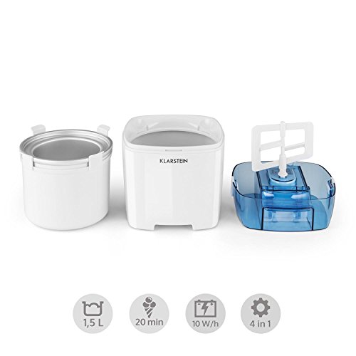 Klarstein Creamberry • Eismaschine • Speiseeismaschine • 4-in-1-Eisbereiter • Zubereitung in 20 Minuten • 1,5 Liter Fassungsvermögen • Thermobehälter • stromsparend • Timer • Abschaltautomatik • Digitalanzeige • inkl. Rezeptvorschläge • 10 W • weiß - 3