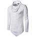 Produktbild ZEZKT-Herren Löcher Tops Winter Lange Hülse Bluse Sweatshirt Warmes Spleissen Unregelmäßige Männer Mode Hemd Solid Farbe Basic Langarmshirt Fashion Herbst Winter (Weiß, M)