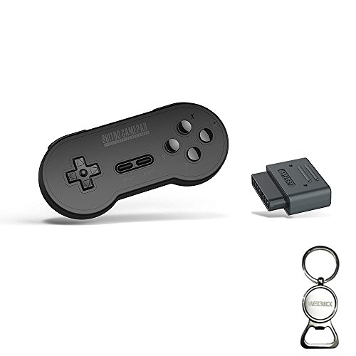 Preisvergleich Produktbild Mcbazel 8Bitdo Retro Bluetooth Controller Gamepad und Bluetooth Empfänger Adapter Set mit Flaschenöffner-Schwarz Edition