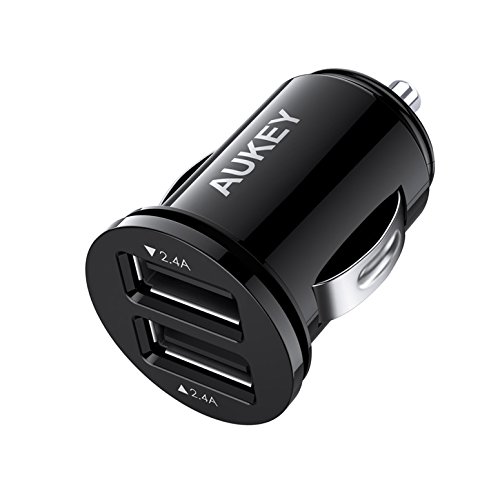 AUKEY Cargador de Coche con Doble Puerto Cargador Móvil 24W / 4,8A con Tecnología AiPower Adaptador de Coche para iPhone X / 8 / 8 Plus / 7, iPad Air / Pro, Samsung, HTC, LG y más