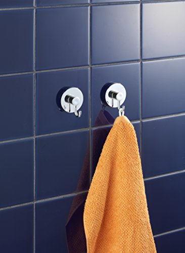 Wenko Vacuum-Loc Haken – 2er Set (Befestigen ohne bohren, Kunststoff (ABS), 6 x 6.7 x 5 cm) chrom, 20900100 - 5