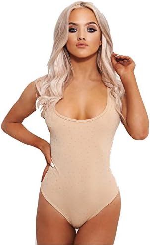 The Fashion Bible Lola Beige Crystal Bodysuit 10