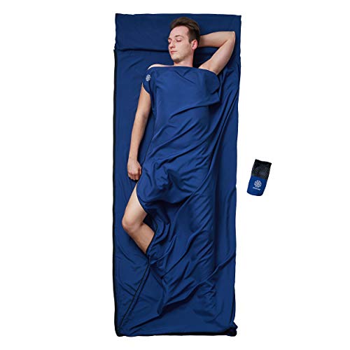 Bahidora 2 in 1 Hüttenschlafsack & Reisedecke mit hochwertigem YKK Reißverschluss. Schlafsack Inlett, Reiseschlafsack - Ultraleicht, geringes Packmaß und hygienisch?