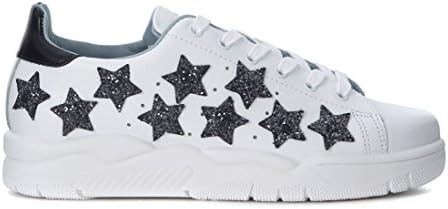 Chiara Ferragni Collection Women's Chiara Ferragni Roger White Leather Sneaker with Glitter Stars 38(EU) -5(UK) White