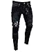 Produktbild Targogo Herren Zipper Motorrad Jeanshosen Embroidery Jeans Stretch Vintage Ripped Skinny Denim Hosen Freizeithose Pants (Color : Colour, Size : 2XL)