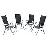 Outsunny Conjunto de Sillas para Jardín Negro Textileno Aluminio 53x70x107.5cm