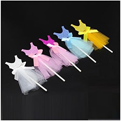 5 Colors Tutu Shirt Cake Toppers Princess Dress Birthday Cake Cupcake Decoration - Pack of 10