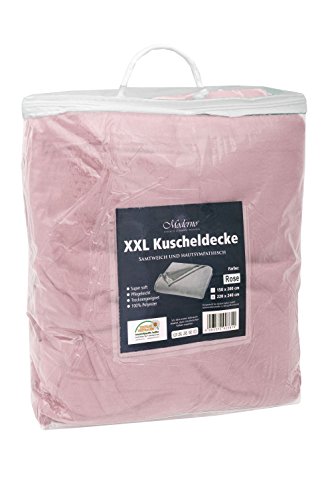 Kuscheldecke Tagesdecke Moderno® Premium XXL Coralfleece Mikrofaser Supersoft Soft Decke Wohndecke Bettüberwurf Sofadecke | Öko Tex Zertifikal 100 | Uni in Hell-Rosa | 150×200 cm - 5