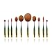 Nestling®10 Pieces Oval Makeup Brush Set Professional Foundation Concealer Blending Blush Liquid Powder Cream Cosmetics Brushes, Toothbrush Curve Makeup Tools for Face and Eyes