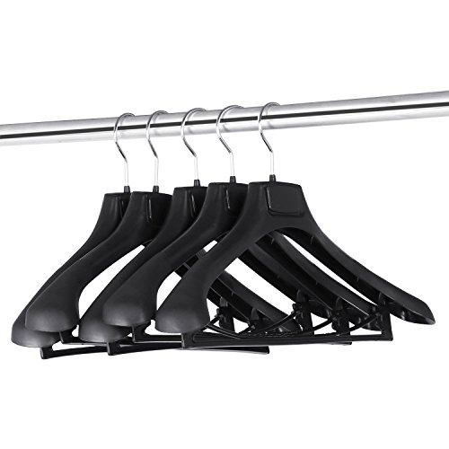 TRIXES 5-er Pack Kleiderbügel für Anzüge, Jacken, Hosen etc. aus Kunststoff in Schwarz - 2