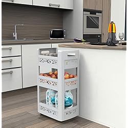 EDA 10496 BL.CER RESSERRE MOBILO 3 étagères Dont 1 modulable-11L par Niveau, polypropylène, Blanc cérusé, Dim. : 45 x 29 x 79 cm