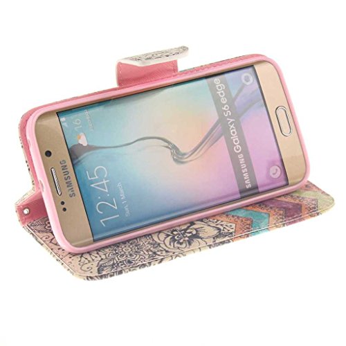 Samsung Galaxy S6 Edge Hülle, BoxTii® Schutzhülle + Frei Hartglas Displayschutzfolie, PU Leder Hülle mit Kartenfächern Magnetverschluss und Ständer Funktion für Samsung Galaxy S6 Edge, Kratzfeste Weiche Lederhülle Flip Wallet Ledertasche Wickelfalz Handyhülle mit Silikon Rückschale Case Cover für Samsung Galaxy S6 Edge (#5 Mehrfarbig) - 3