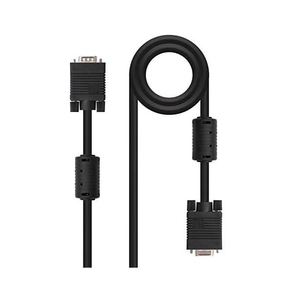 NanoCable 10.15.0202 - Cable SVGA con ferrita de alta calidad para monitor, proyector y PC, HDB15/M-HDB15/H, negro, 1…