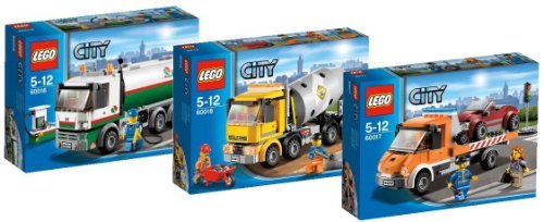 Preisvergleich Produktbild Lego City 60016 Tanklaster + 60018 Betonmischer + 60017 Tieflader
