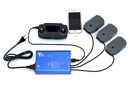 Signstek Chargeur de Batterie pour Drone Télépiloté, Chargeur pour DJI, Chargeur UAV, 5 en 1 13.05V 4.5A Multi Chargeur de Batterie, Chargeur Mavic Pro