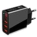 Produktbild 3 Ports USB Ladegerät Wandladegerät mit LED Digitaler Anzeige, 5V 3.4A Schnelles Ladegerät Mobiles Ladegerät Kompatibel mit iPhone, iPad, Samsung und mehr Smartphones und Tablets und anderen USB-Geräten für Reisen, Zuhause, Büro (3 Port - USB Schwarz)
