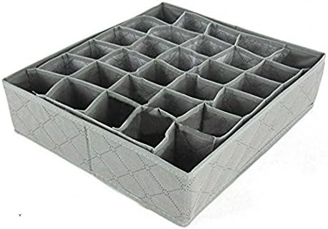 Timorr Storage Box Basket Drawer Closet Organiser Bins With Transparent Lid 30 Compartments For Underwears Panties Socks 34 X 32 X 10CM Gray