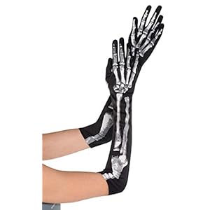 Amscan – Guantes para disfraz con diseño esqueleto, talla única (841439-55)
