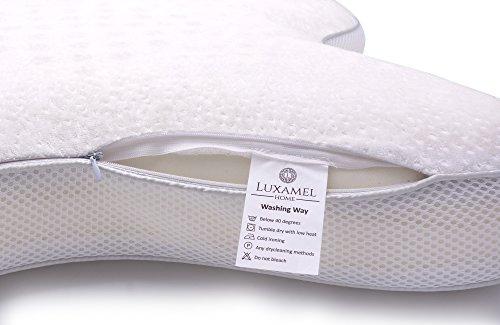 Bauchschläferkissen von Luxamel Seitenkippschläferkissen Orthopädisches &ergonomisches Kopfkissen / Viscoelastischer Schaum / Bauchschläfer sowie Seitenschläfer /allergiker-freundlich / 55x47x8/9cm - 7