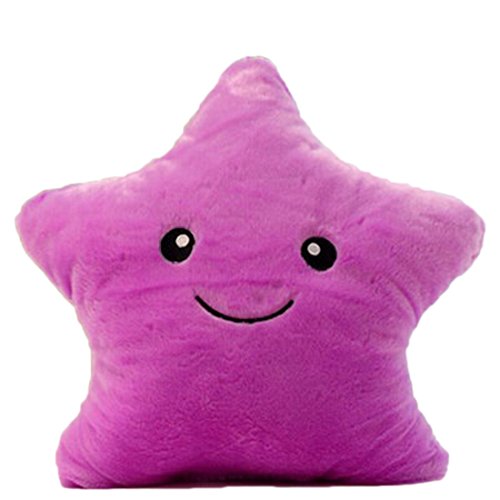 VWH Blinkende LED-Licht lächelnder Stern-Kissen-Kissen (Lila)