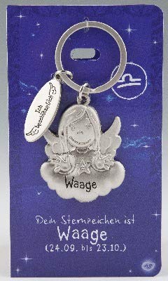 Preisvergleich Produktbild Schlüsselanhänger Sternzeichen Waage Schutzengel Anhänger