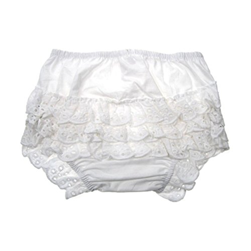Baby Girls Pretty Frilly Knickers Size 6-12 Months WHITE Broderie Anglaise Design