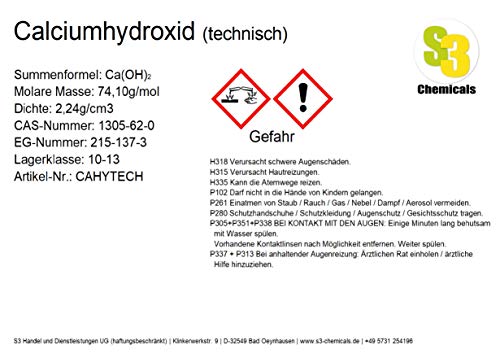 Preisvergleich Produktbild S3 Chemicals Calciumhydroxid (technisch) Gebindegröße 2,5 kg