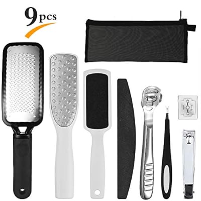 Pretty See 8 en 1 Kit de pédicure Outils de pédicure professionnels Set en acier inoxydable Foot File Rasp Foot Dead Remover pour le soin des pieds de ménage