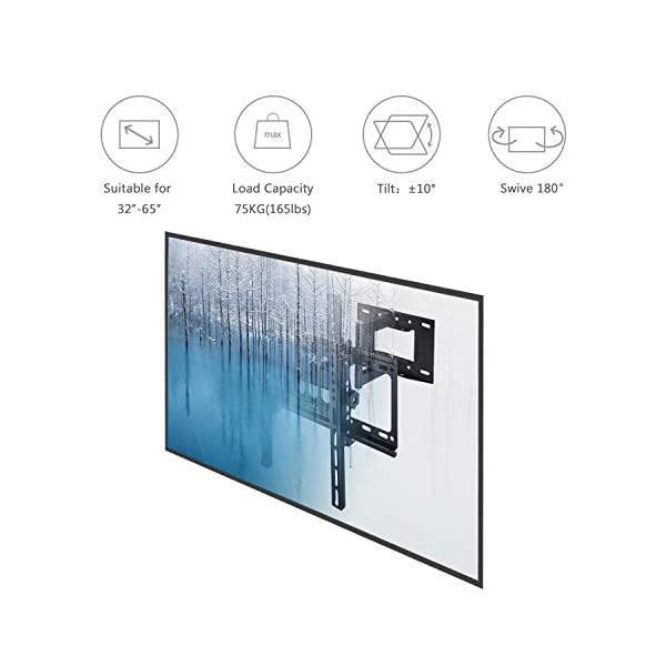Funime Tilt & Swivel TV Wall Mount Bracket for 32 - 55 Inch LCD, LED, 3D, Plasma Screens - Weight Capacity 25kg(55lbs) - Max VESA 400x400mm - 10 Year Warranty - Image 3