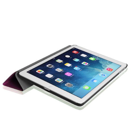 Invero® Premium Leder Smart Cover Case Schutzhülle Etui Tasche für Apple Ipad Air / Ipad 5 5th Gen mit Rückenschutz und Unterstützt Sleep / Wake Funktion umfasst Displayschutzfolie & Stylus (Lila / Purple) - 5
