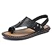 Produktbild Apragaz Herren Sandalen Flip Flops Gummi Hausschuhe Komfortable Ledersandalen Sommer Outdoor Strand Hausschuhe (Color : Schwarz, Größe : 43 EU)