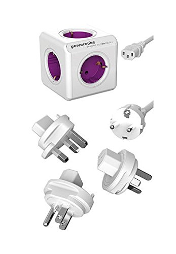 Allocacoc 1801/DERW PowerCube ReWirable Travel Plugs mit DE Kabel, Reiseadapter und 5x Verteiler, 230V Schuko - 2