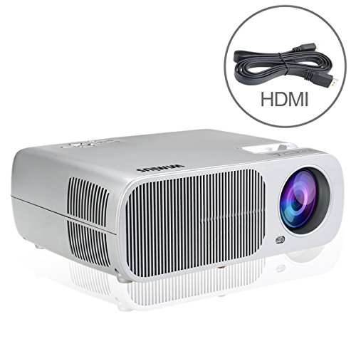 Proyector,WiMiUS T1 Proyectores LED Port&aacute;til Foco Ajustable la Ayuda 1080P Proyector de Pel&iacute;culas de Cine en Casa Multimedia Compatible con PC iPhone iPad USB Drive(Cable HDMI Libre)