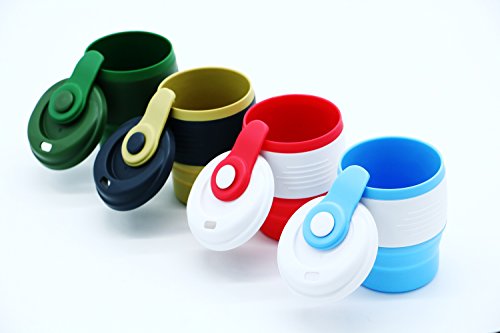 Silikon Kaffeetasse, Case Wonder 350ml (12.3Oz) Faltbarer Kaffeebecher, Coffee to go Becher, Zusammenlegbare Silikon Kaffeetasse, Isolierte Silikon-Kaffeetasse Faltbarer Tee-Schale / Spielraum-Becher, Idee für Büro, Haus und Geschenk (Armeegrün) - 7