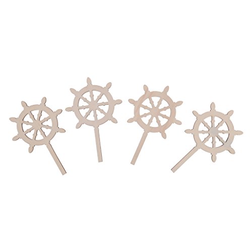 Gazechimp 12-teilige Holz Cupcake-Dekoration für Kindergeburtstag oder Geburt Kinder Geburtstag Muffin Deko – Anker, 9cm - 8