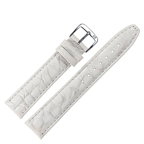 Uhrenarmband 18 mm Leder weiss - Rindleder mit Krokoprgung - Ersatzband fr Armbanduhren - Marburger Uhrenarmbnder seit 1945 - weiss / silber Uhrenarmband 18 mm Leder weiss - Rindleder mit Krokoprgung - Ersatzband fr Armbanduhren - Marburger Uhrenarmbnder seit 1945 - weiss / silber
