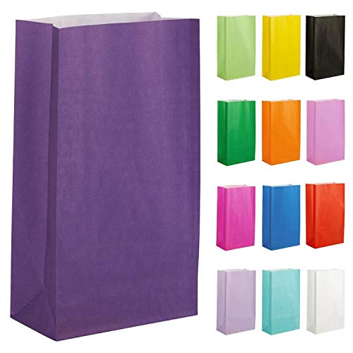 Thepaperbagstore 20 Sacs en Papier pour Cadeaux et Fêtes - Violet - 140x245x70mm