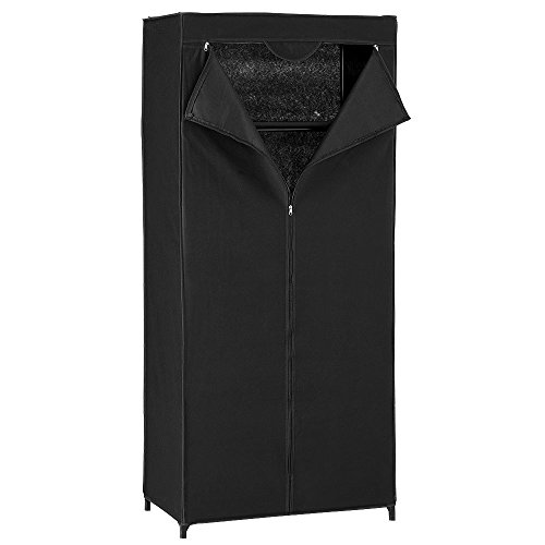 neu.holz] Armario ropero Plegable (160 x 70cm) (Negro) Textil - Armario Ideal para Ropa de Temporada y Estudiantes