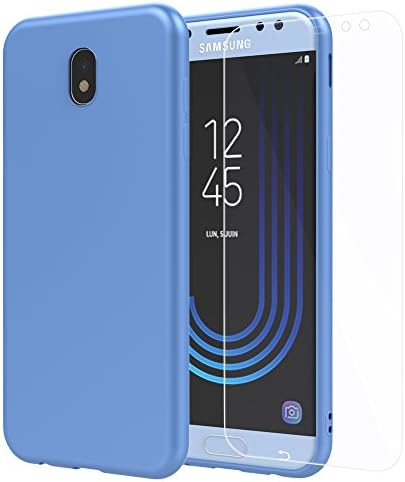 Samsung Galaxy J5 2017 Shock Absorbing Silicone Case Cover + Tempered Glass Opaque.