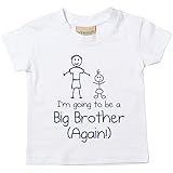 White I'm Going To Be A Big Brother Again Blue Tshirt Baby Toddler Kids Available in Sizes 0-6 Months to 14-15 Years New Baby Brother Gift