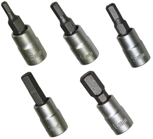 AERZETIX: Juego de 5 destornillador bits Allen 3mm 4mm 5mm 6mm 8mm y soporte de bit 1/4