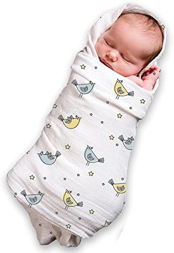 Unisex All-In-One 100% Cotton Swaddling Blanket Large 47x47, Use for Any Season, also a Nursing Cover, Burping Cloth