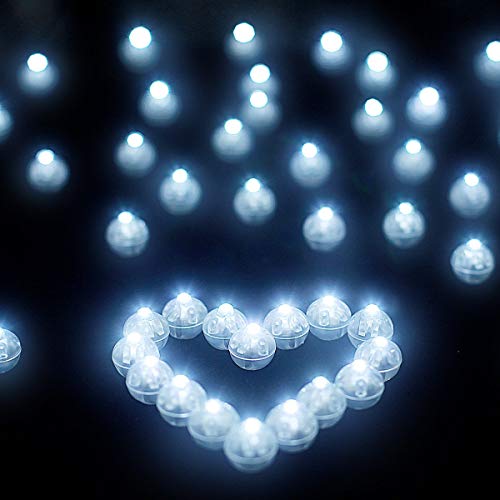 Libershine 100 PCS Boule Mini Rond LED Balloon Lumière, Pour Papier Lanterne Balloon Anniversaire Fête De Noël Décoration De La Maison Éclairage (Color: Blanc)