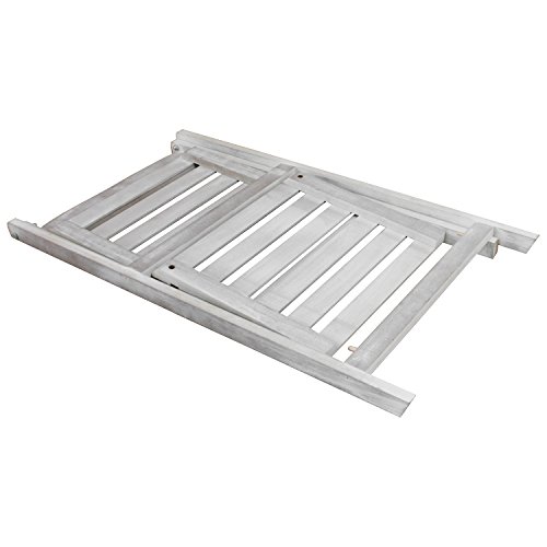 Holz Blumenetagere mit 2 Ebenen 32x41x67cm Altweiß Blumentreppe Gartenregal Blumenbank Blumenständer - 3