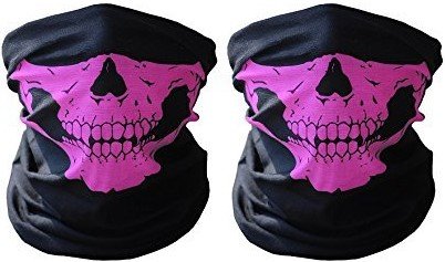 2 x Premium multifunción Bandana | Braga | | paño de manguera | Pañuelo con calavera de esqueleto Máscaras para moto bicicleta Esquí Paintball Gamer Carnaval Disfraz Calavera Máscara ... (2 Rosado)